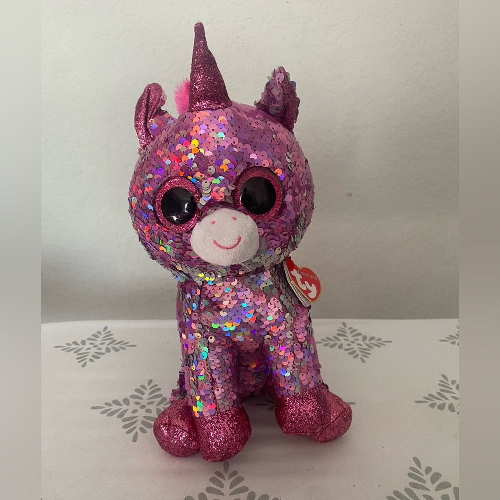 Ty Flippables 10" Sparkle The Unicorn Sequin Pink Plush